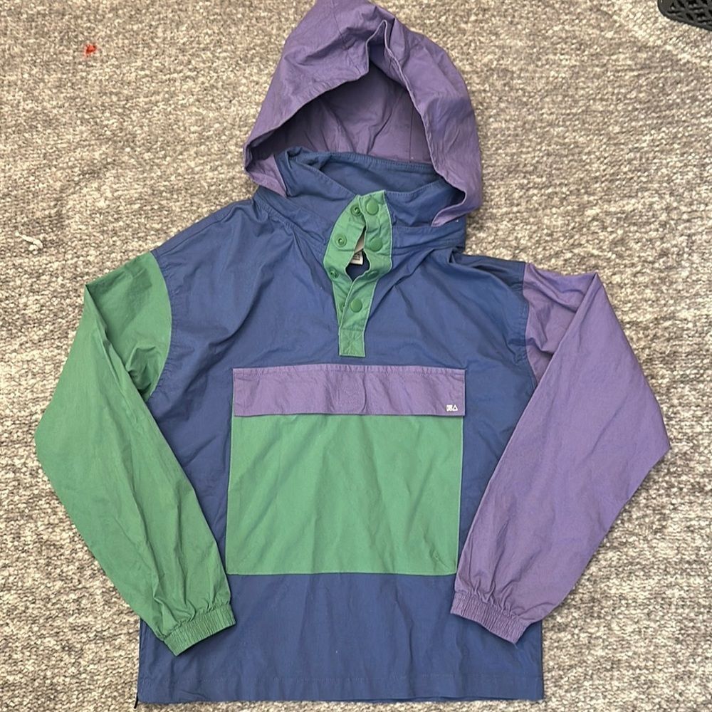 NWT Free Assembly color block canvas mock neck jacket with packable hood 10/12